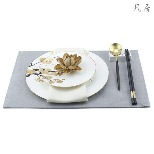 腊梅中式新古典禅意餐具 家具厂展厅样板房餐具摆件 梅花骨瓷餐盘