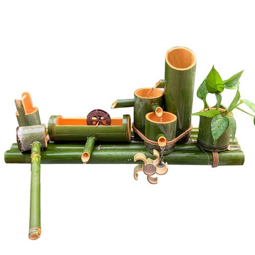 购客别墅工艺品店铺装饰玄关前台创意水景庭院家庭竹子鱼缸流水摆件