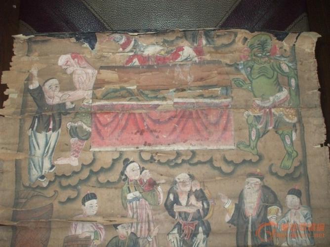 清代非常精美的-------功德画--阎王殿