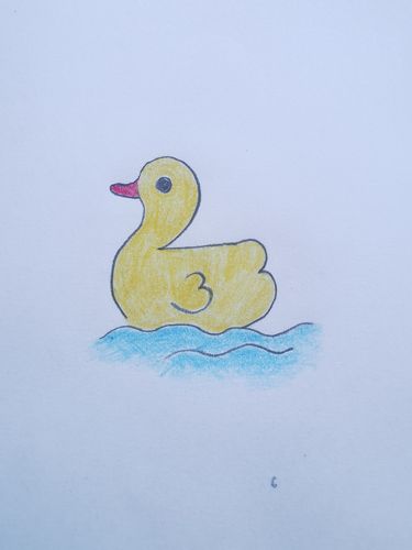 小鸭子画好了,为了让它更漂亮,我们拿出彩笔给小鸭子涂上颜色吧