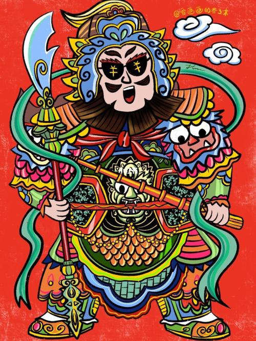 ipad原创儿童插画|国潮卡通门神第二弹_插画_卡通_ipad_我是原创插画