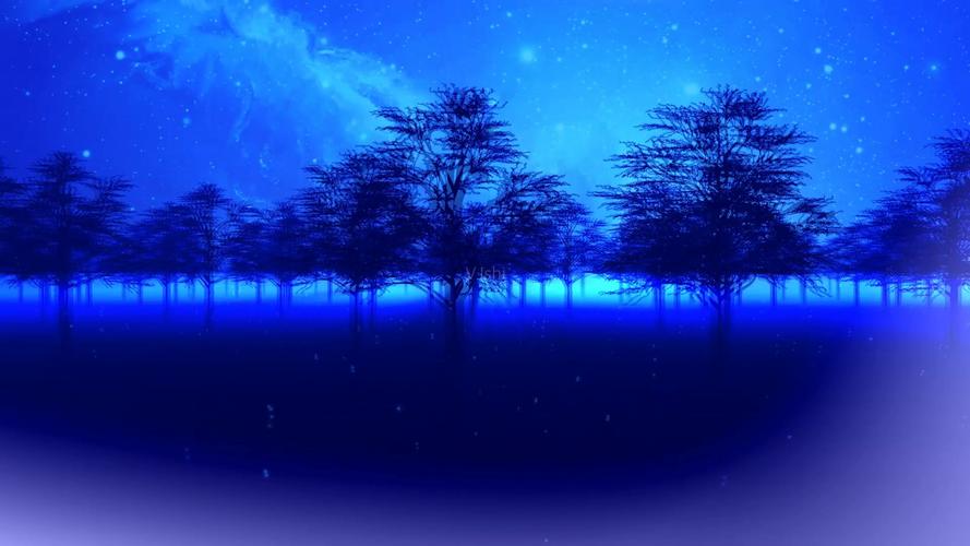 唯美蓝色星空夜晚森林led背景