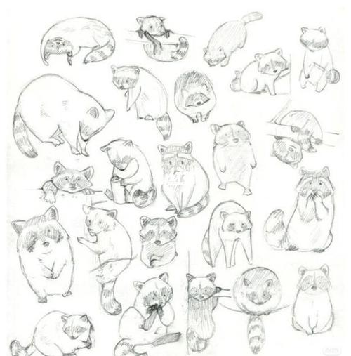 【板绘】超可爱小动物线稿练习～_线稿_板绘_绘画_素材_人文_绘画