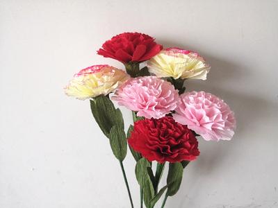 皱纹纸康乃馨成品手工diy皱卷纸手作花手工手工作业纸艺花母亲节