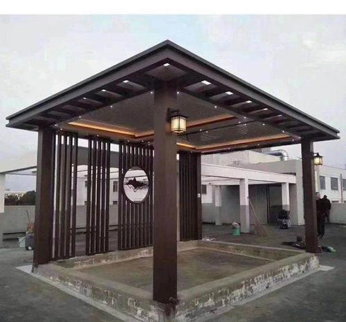 沈阳鑫金辉金属亭生产厂家新中式别墅铝合金凉亭定制厂家公园仿生木
