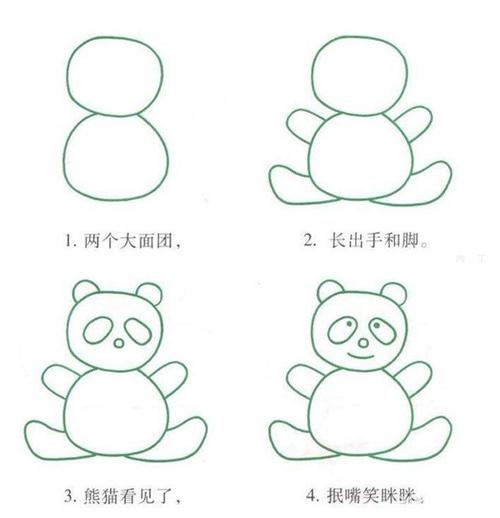儿童简笔画教程 可爱的小熊猫简笔线描画画法图解