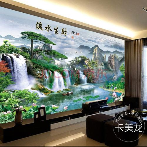 背景墙壁画5d凹凸立体墙纸3d现代客厅沙发壁纸宾馆酒店大堂墙布山水