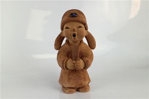 陶瓷工艺品纯手工土陶泥人家居饰品人物摆设粗陶泥人陶土娃娃秀才