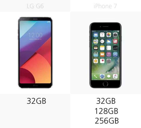 lg只有32 gb存储选择,而苹果提供三个规格. microsd扩展