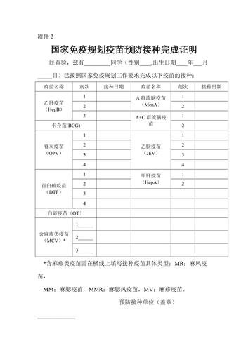 预防接种证明