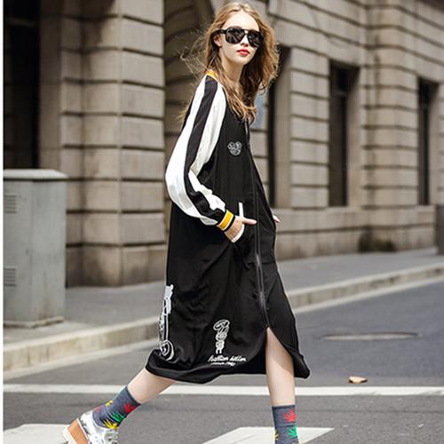 欧美品牌女装 潮流帅气女神街拍长款防晒风衣春夏 棒球风休闲外套