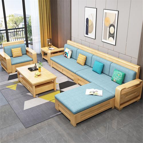 实木沙发组合冬夏两用小户型沙发1234新中式现代客厅高箱储物木质家具