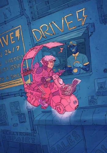 《the future is now》肮脏的赛博朋克插画