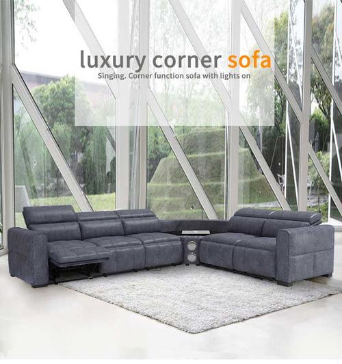 home theatre corner leather sofa with reading light and