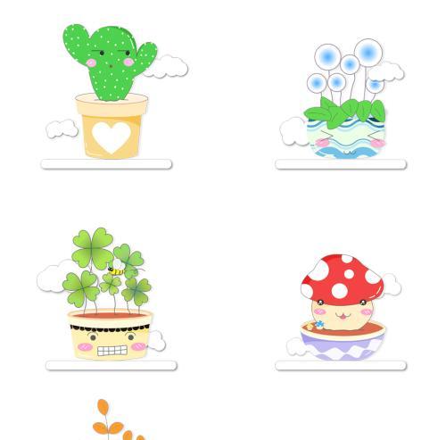 图片素材免费下载,本次作品主题是植物插画表情卡通盆栽植物可爱合集