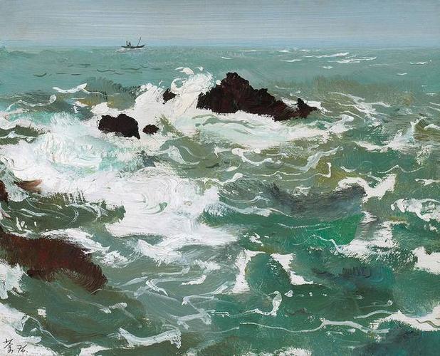 吴冠中油画风景作品《海浪》欣赏赏析