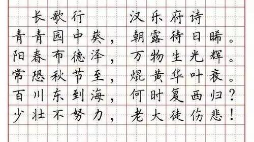 小学二年级硬笔书法古诗词100字左右