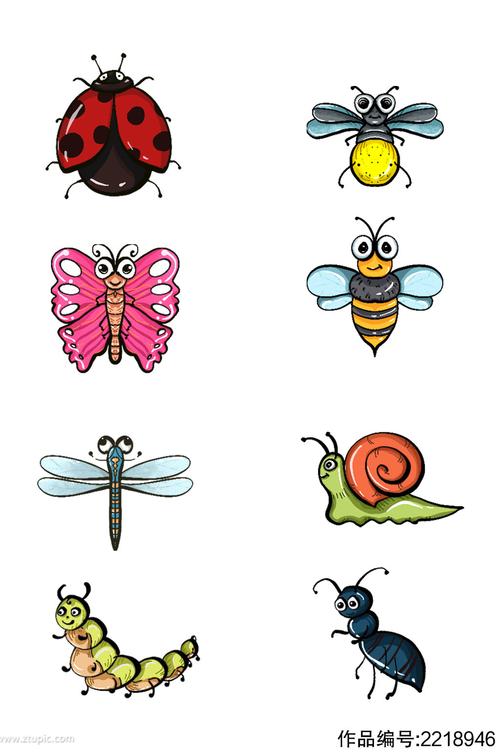 炫丽彩色昆虫元素