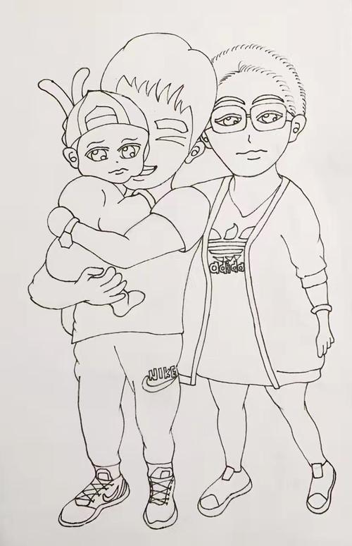 马克笔之一家三口3|动漫|单幅漫画|我爱葡萄 - 原创作品 - 站酷