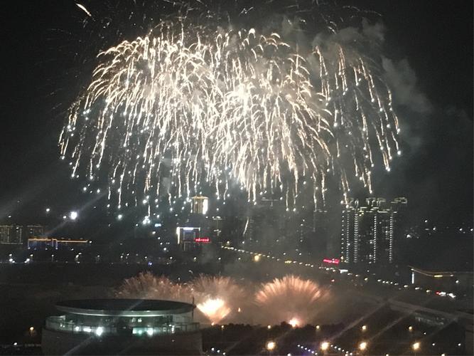 烟火师再放大招了,这个烟花就像天女散花,特别漂亮.