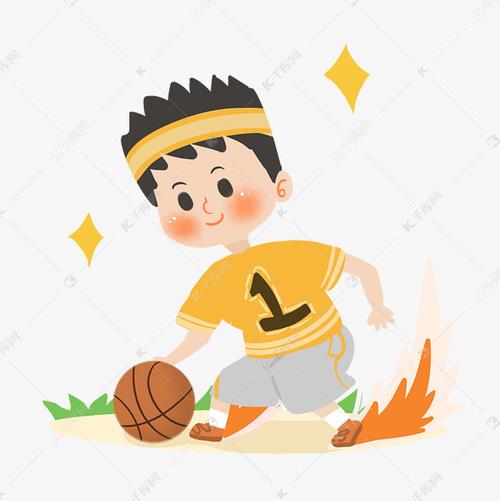 卡通男生运球png素材