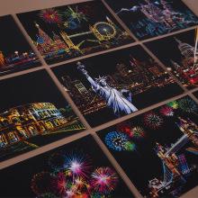 yuelu夜景刮刮画城市风景建筑刮画小号炫彩跨境热销刮刮画