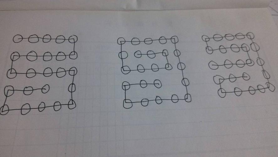 24个圆圈,分五行,第四行为四个,怎么用一条直线连起来