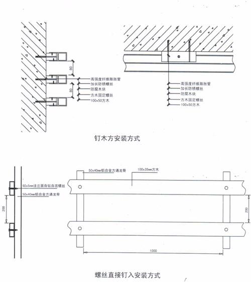 137/150/195生态木长城板 天花 方木 安装施工图图