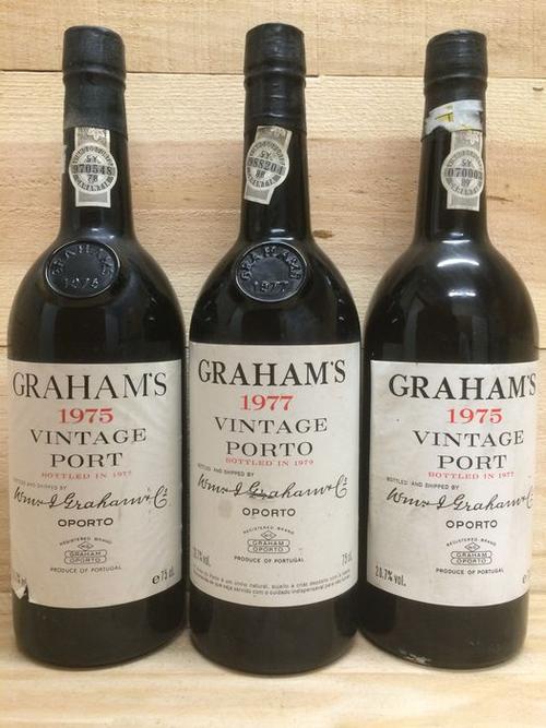 graham"s vintage port 1977 1 bottle & 1975 2 bottles - total 3