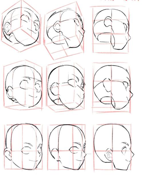 【板绘教程】q版头部角度的绘画参考素材_绘画_板绘_教程_素材_长沙