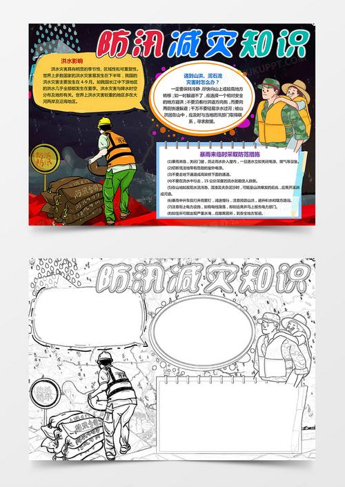 抗洪抢险洪灾小报手抄报word模板