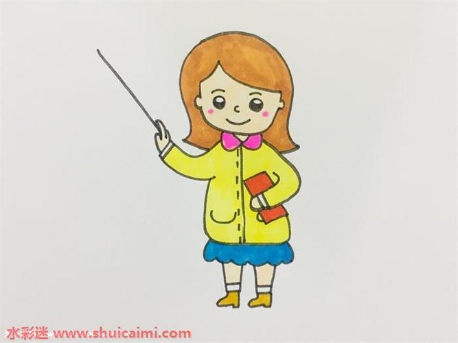 长发老师简笔画的画法步骤图解