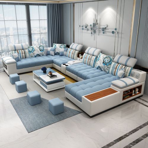 布艺沙发客厅现代简约大小户型轻奢免洗科技布沙发家具组合套装