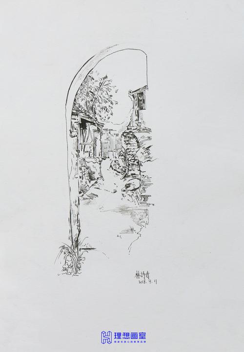 杭州理想画室精选风景素描速写作品欣赏