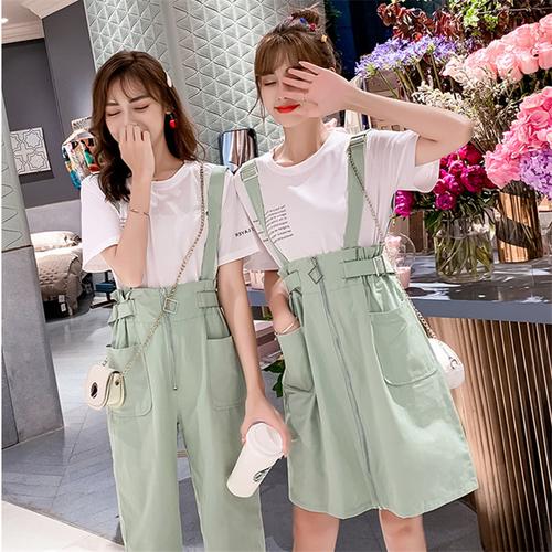 闺蜜装套装女夏季姐妹小个子清新显高洋气背带裙一长一短裙子裤子