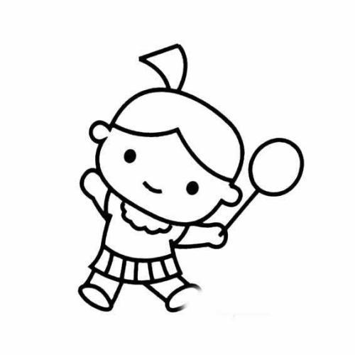 小女孩手里拿着莲花灯简笔画