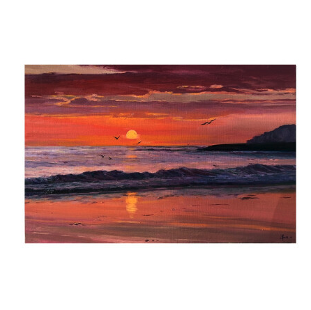 纪钧译油画原作一幅夕阳6000元