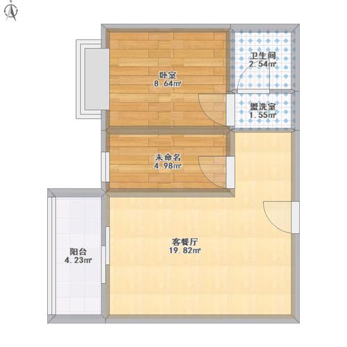 水木白杨两室两厅90m(建面)户型图
