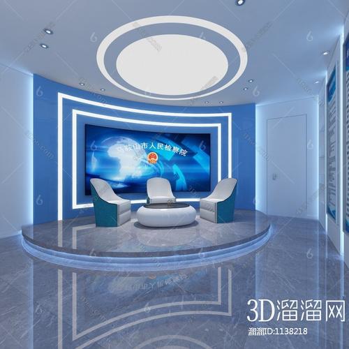 现代演播室背景墙3d模型下载
