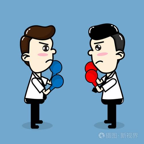 员工竞争,商人拳击格斗矢量卡通业务设计