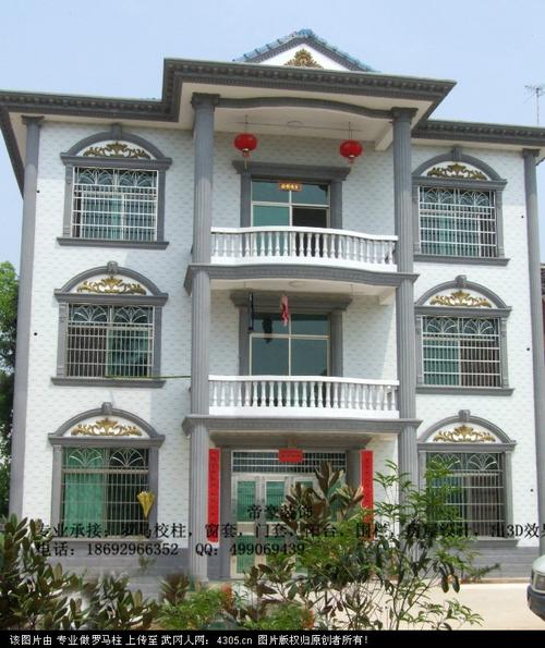农村自建房别墅图片 专业承接罗马柱,窗套,栏杆,房屋设计