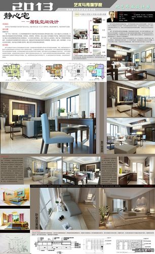 室内设计毕业展板psd模板 环艺设计展板ps分图层源文件