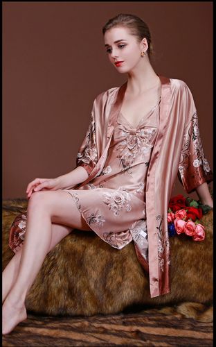 耀婷2015秋夏季薄款仿真丝家居服 青花