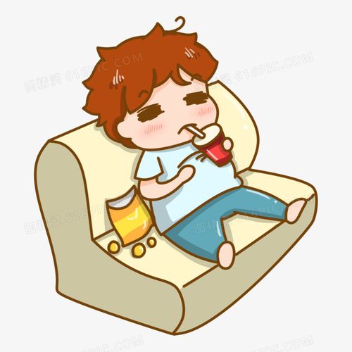 图精灵 免抠元素 卡通手绘 > 手绘男生躺沙发懒惰元素