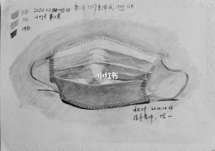 小打卡素描:口罩_口罩_素描_文化_绘画