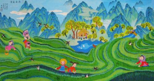 美丽的茶园简笔画