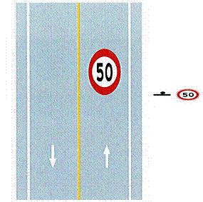 需要设置路面限速标记且易发生事故的地点,也可将最高限速的标志