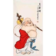 释永信三尺弥勒佛【笑口常开】_人物国画原作_雅墨轩