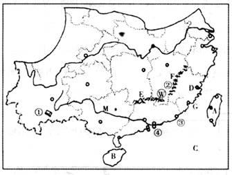 读"我国南方地区示意图",回答下列问题:(10分)