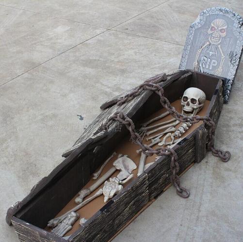 鬼屋恐怖密室逃脱机关道具万圣节装饰仿真泡沫大棺材骷髅骨头盗墓